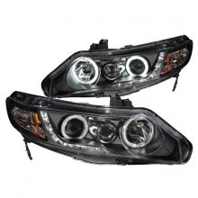 ANZO 06-11 Civic Sedan Black Projector Headlights with Halo