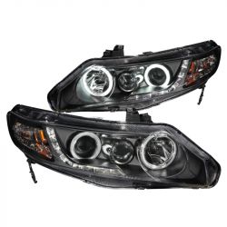 ANZO 06-11 Civic Sedan Black Projector Headlights with Halo