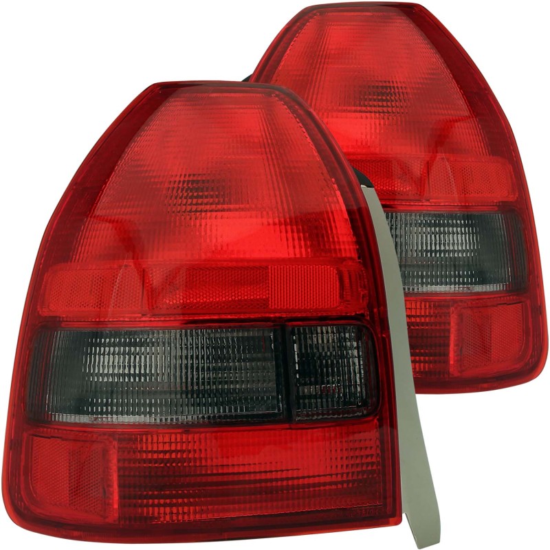 ANZO 96-00 Civic Hatchback Red and Smoke Taillights