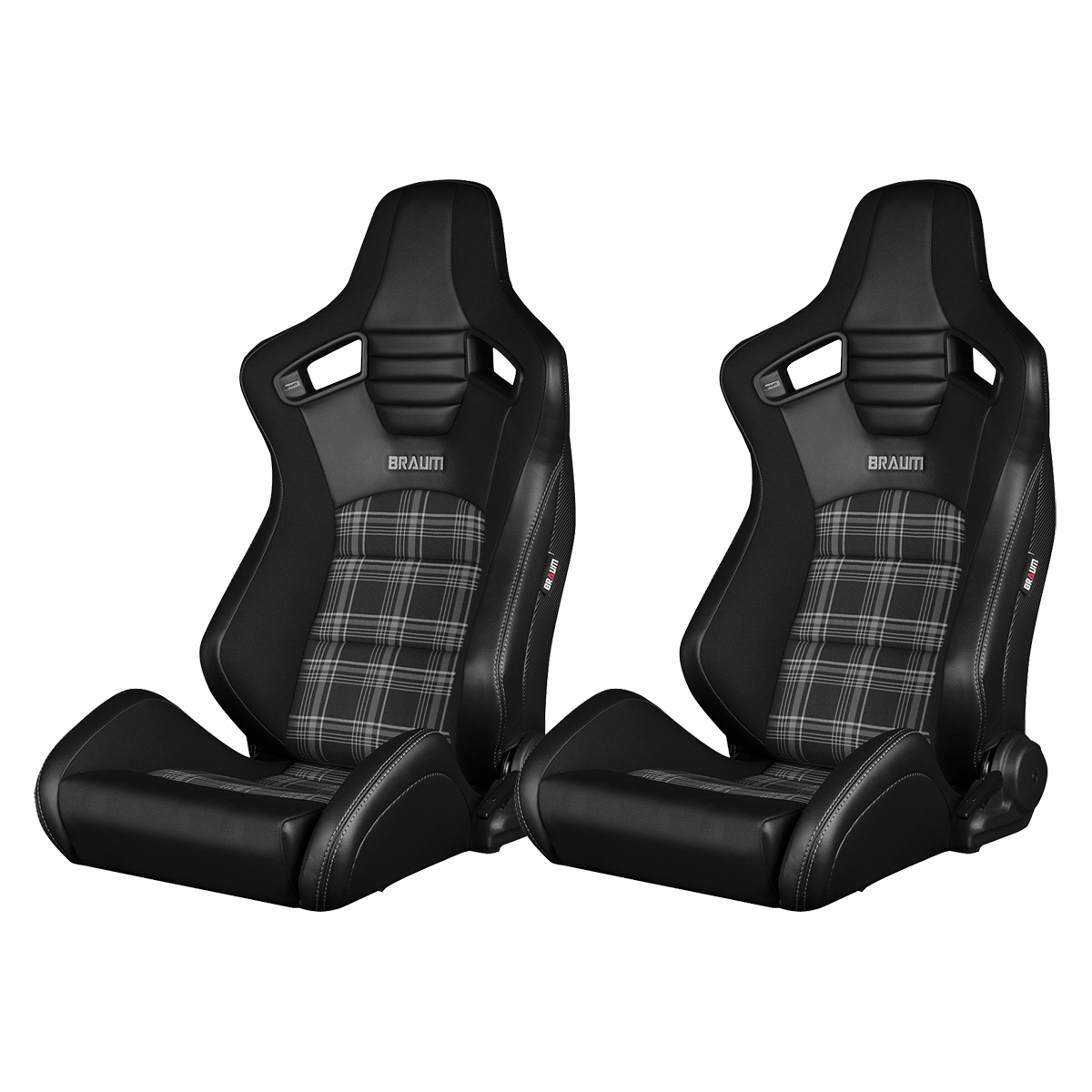 Braum Elite-S Series Black with Grey Plaid Racing Seats