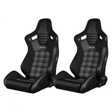 Braum Elite-S Series Black with Grey Plaid Racing Seats