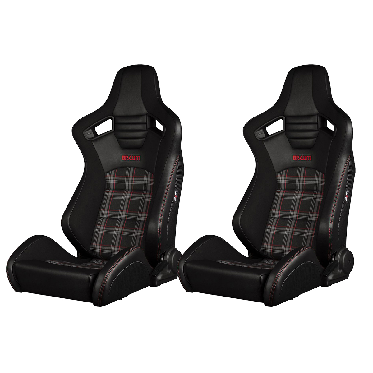 Braum Elite-S Series Black with Red Plaid Racing Seats