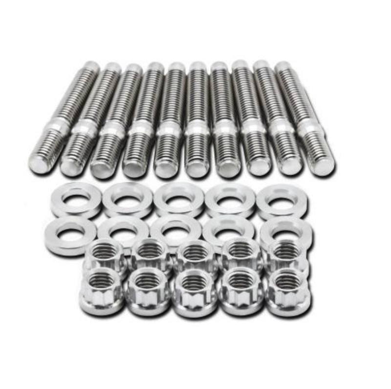 BLOX Racing 9-Piece M8x1.25mm 45mm Long SUS303 Stainless Steel Manifold Stud Kit