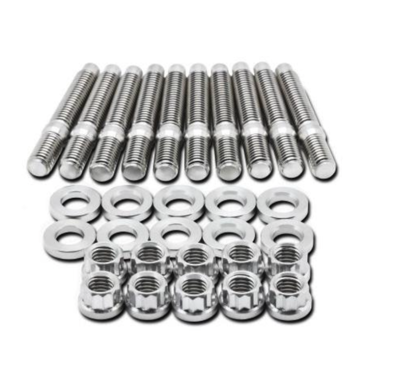 BLOX Racing M8 x 1.25mm 55mm Length SUS303 Stainless Steel 10 Piece Set Intake Manifold Stud Kit