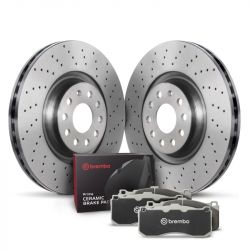 Brembo 94-01 Integra OE Front Premium Xtra Cross Drilled UV Coated Disc Brake Kit