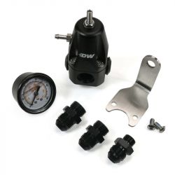DeatschWerks Black DWR1000 -8AN Adjustable Fuel Pressure Regulator with Gauge and Fittings