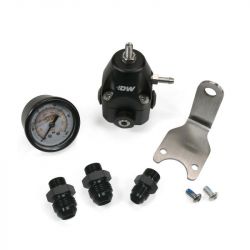 DeatschWerks Black -8AN Feed -6AN Return Adjustable Fuel Pressure Regulator w/ Gauge and Fittings