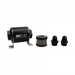 DeatschWerks 70mm Stainless Steel 8AN 5 Micron Inline Fuel Filter Housing Kit