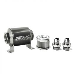 DeatschWerks 70mm Stainless Steel 8AN 10-Micron Inline Fuel Filter Housing Kit