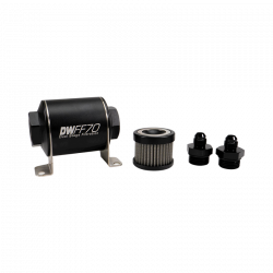 DeatschWerks 70mm Stainless Steel 6AN 100-Micron Inline Fuel Filter Housing Kit