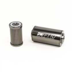 DeatschWerks 110mm Stainless Steel 10AN 100-Micron Inline Fuel Filter Housing Kit