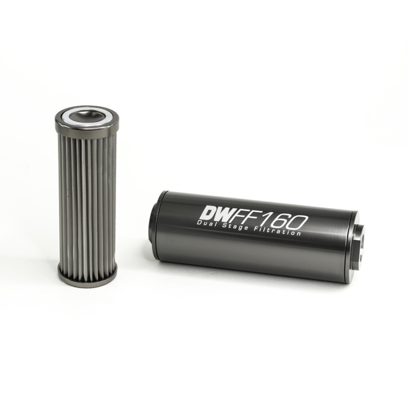 DeatschWerks 160mm Stainless Steel 10AN 10 Micron Inline Fuel Filter Housing Kit