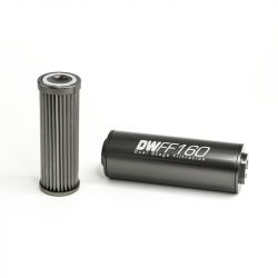 DeatschWerks 160mm Stainless Steel 10AN 10 Micron Inline Fuel Filter Housing Kit