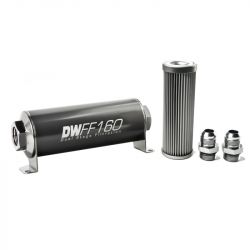DeatschWerks 160mm Stainless Steel 10AN 10-Micron Inline Fuel Filter Housing Kit