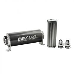 DeatschWerks 160mm Stainless Steel 8AN 10-Micron Inline Fuel Filter Housing Kit
