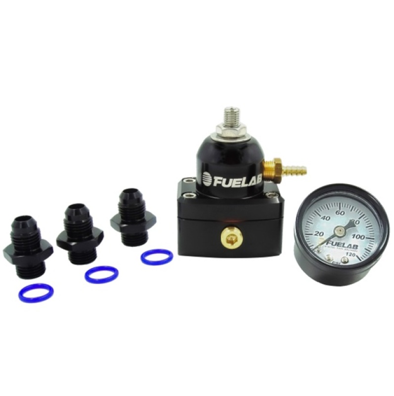 Fuelab Black -6AN Adjustable Mini Fuel Pressure Regulator with Gauge Kit