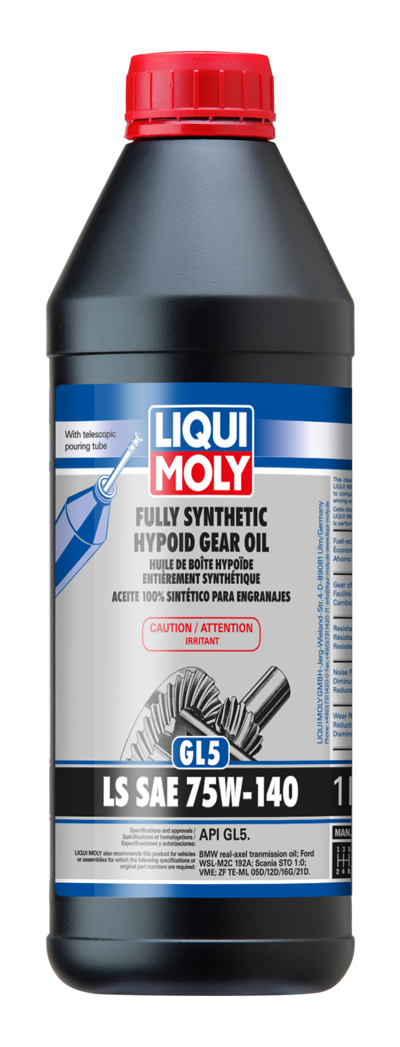 LIQUI MOLY 1L Fully Synthetic Hypoid Gear Oil GL5 LS SAE 75W140