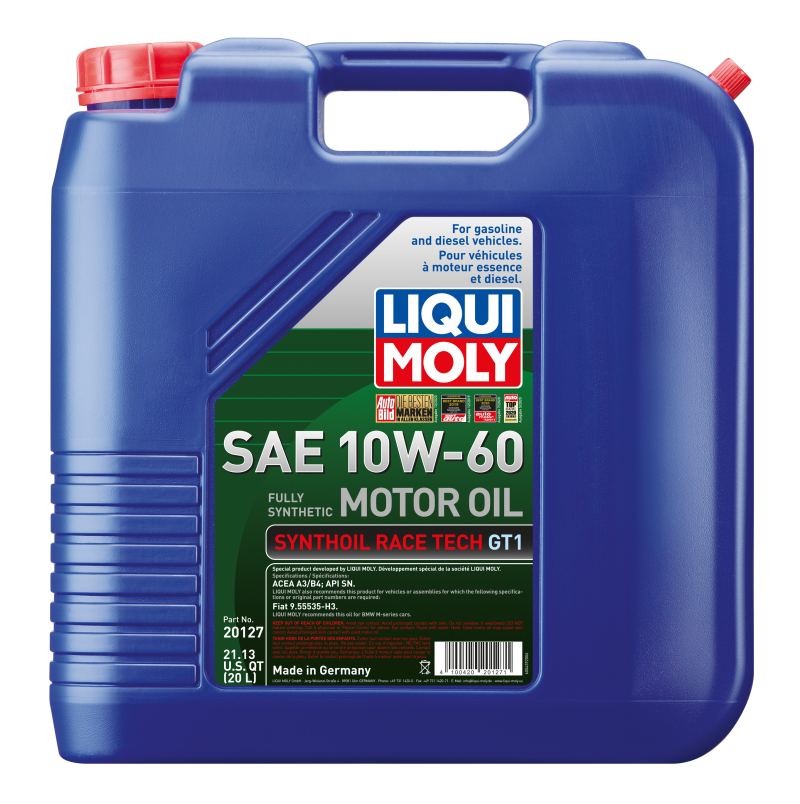 LIQUI MOLY 20L Synthoil Race Tech GT1 Motor Oil SAE 10W-60