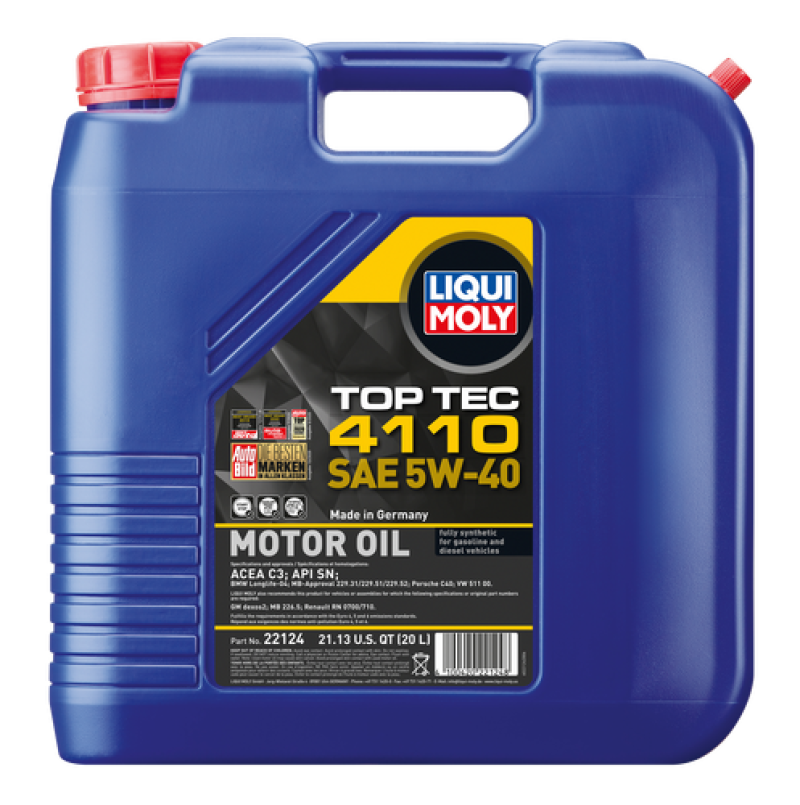 LIQUI MOLY 20L Top Tec 4110 SAE 5W40 Motor Oil