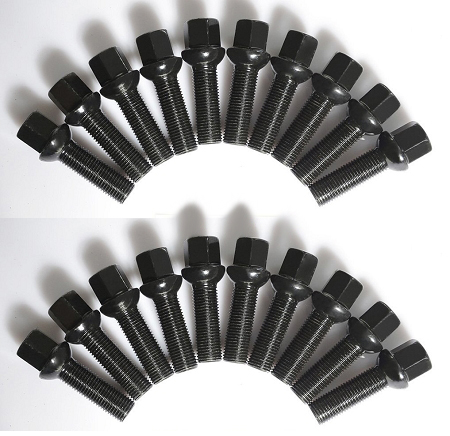 Mevius Black 27mm Lug Bolts 20 Pack M14 x 1.5 Ball Style