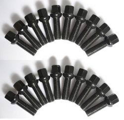 Mevius Black 27mm Lug Bolts 20 Pack M14 x 1.5 Ball Style