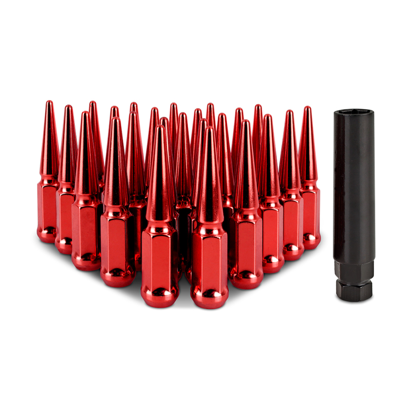 Mishimoto Red 24-Piece Set M12x1.5 Steel Spiked Lug Nuts