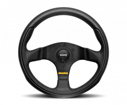 MOMO Team 300mm Black Leather and Spokes Steering Wheel