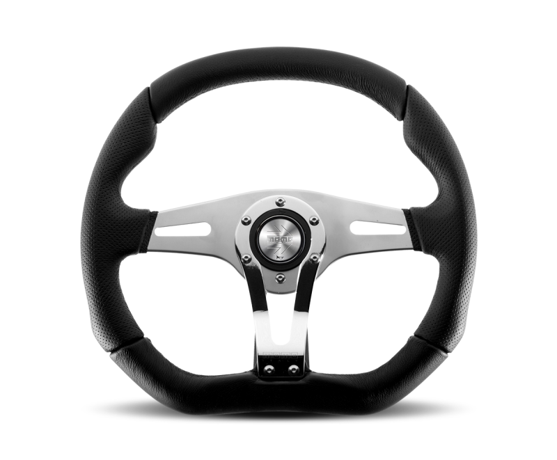 MOMO Trek R 350mm Black AirLeather and Brushed Aluminum Spokes Steering Wheel