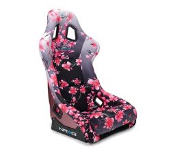 NRG Medium FRP Bucket Seat Prisma Japanese Cherry Blossom Edition with Pink Pearlized Back