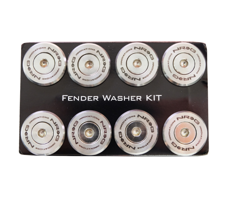 NRG Silver 10-Piece M Style Fender Washer Kit TI Series with M6 Bolts for Metal