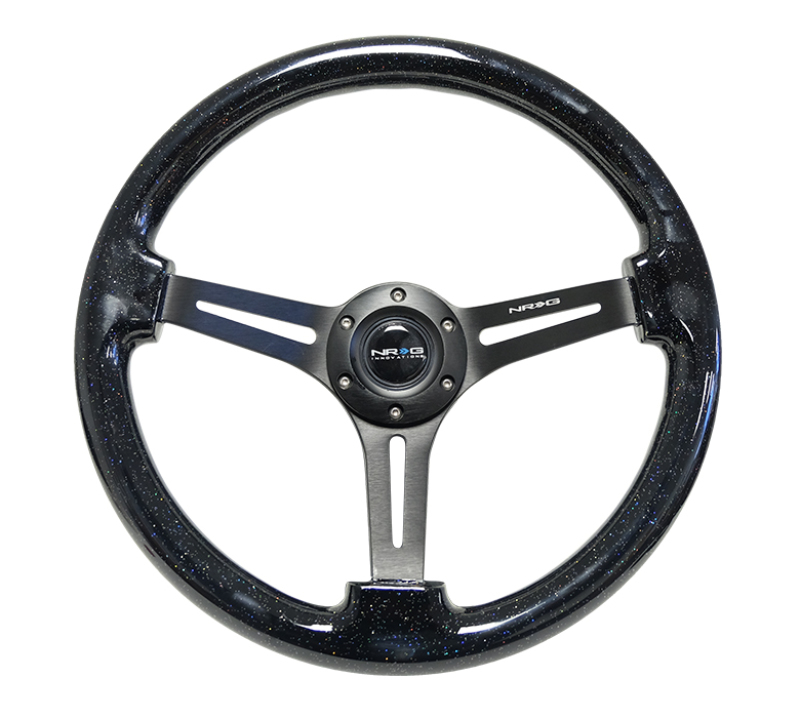 NRG 350mm 3 inch Deep Black Multi Color Flake Wood with Matte Black Center Steering Wheel