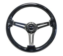 NRG 350mm 3 inch Deep Black Multi Color Flake Wood with Matte Black Center Steering Wheel