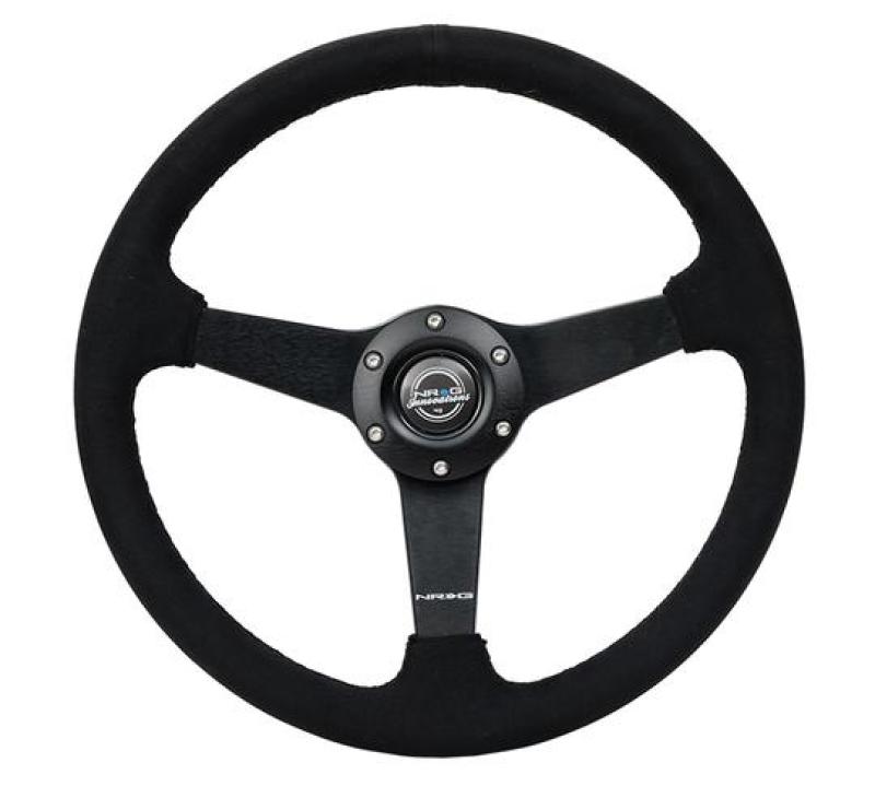 NRG 350mm Matte Black Spoke with Black Alcantara and Stitching Sport Steering Wheel