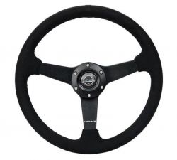 NRG 350mm Matte Black Spoke with Black Alcantara and Stitching Sport Steering Wheel