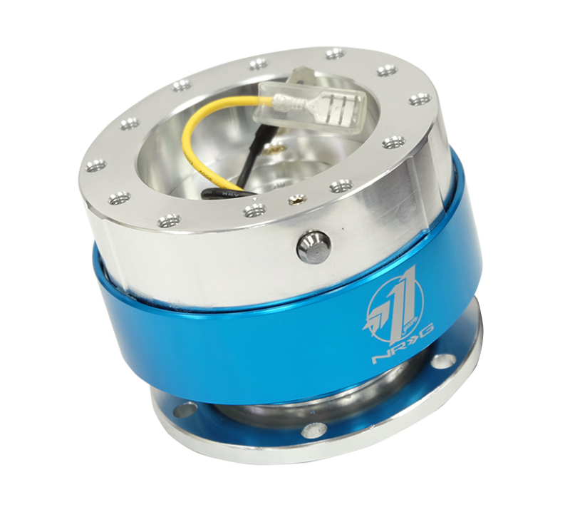 NRG Silver Body and Blue Chrome Ring Quick Release