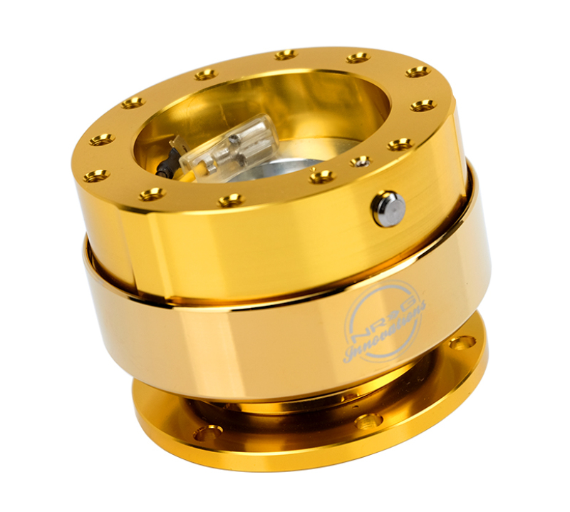 NRG Quick Release Steering Wheel Hub Adapter with Gold Body and Chrome Gold Ring