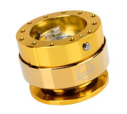 NRG Quick Release Steering Wheel Hub Adapter with Gold Body and Chrome Gold Ring