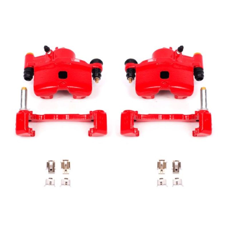 PowerStop 90-00 Civic Front Red Powder Coated Brake Calipers with Brackets