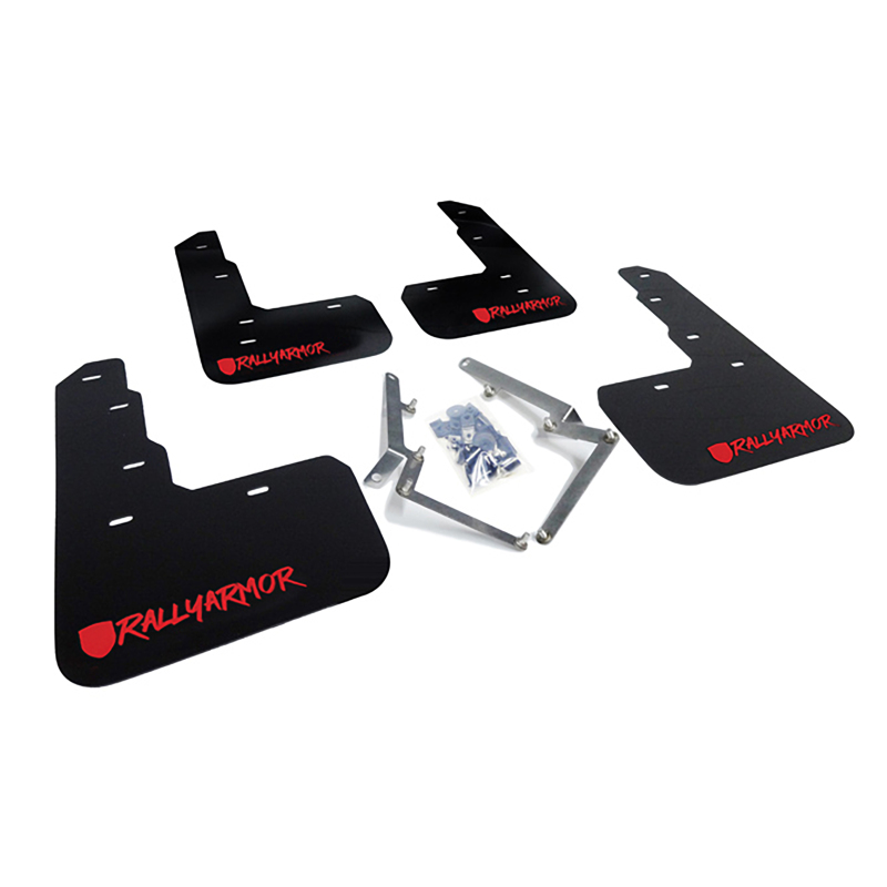 Rally Armor 17-21 Civic Type R FK8 UR Black Mud Flaps with Red Altered Font Logo