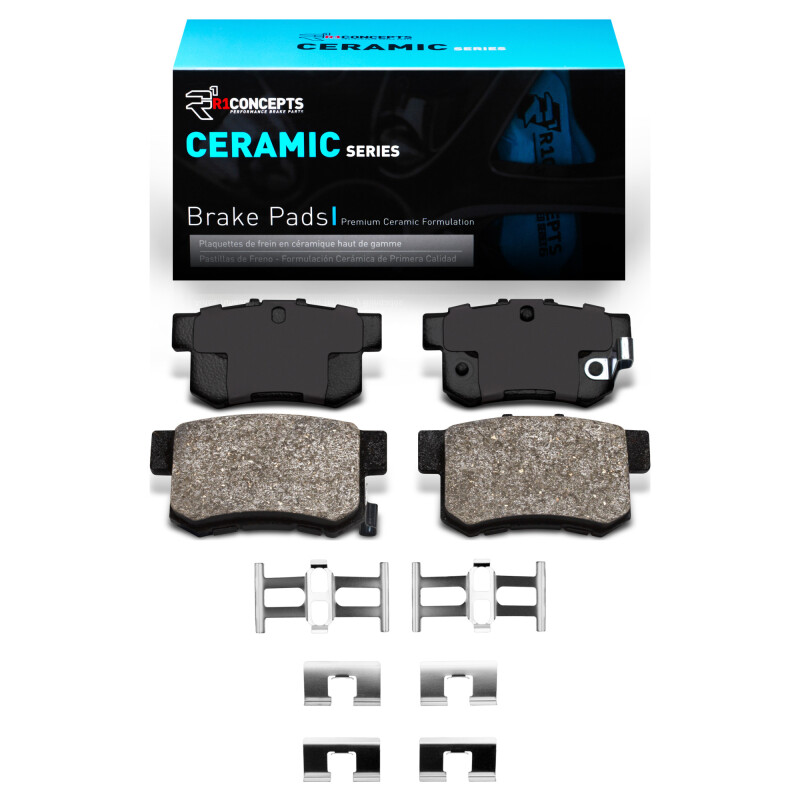 R1 Concepts 02-06 RSX/06-15 Civic Ceramic Rear Brake Pads and Hardware Kit