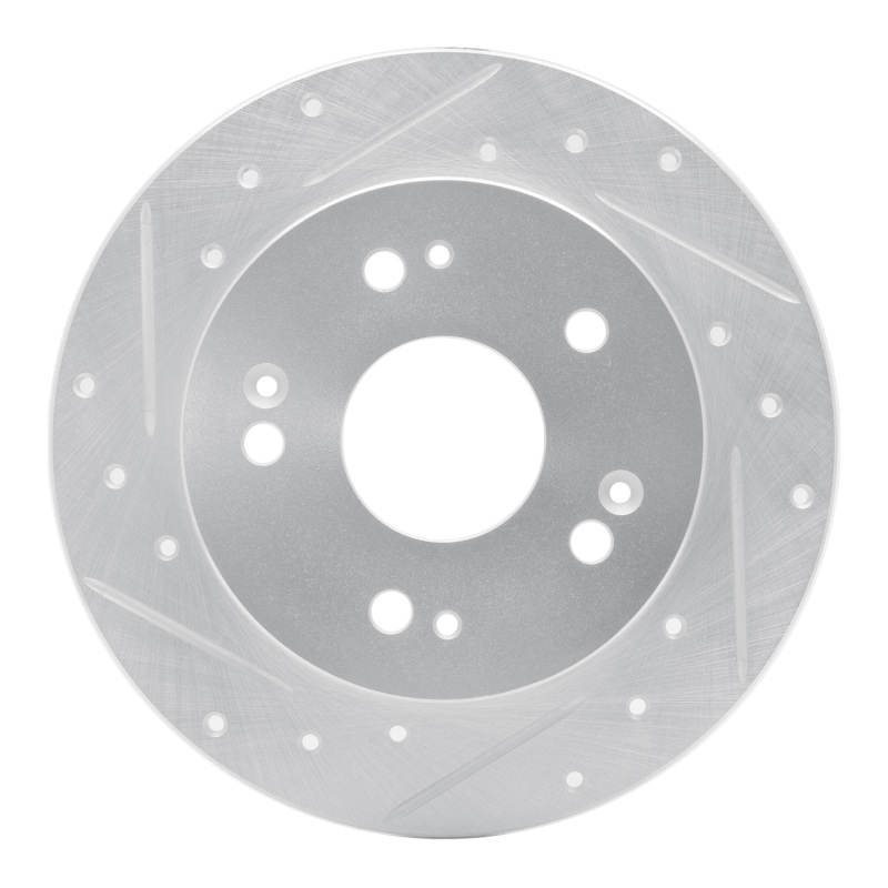 R1 Concepts 06-15 Civic/97-01 Prelude Rear Left Drilled and Slotted Silver Brake Rotor