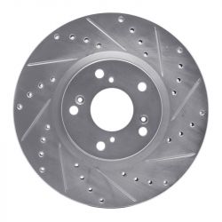 R1 Concepts 06-15 Civic Si/02-06 RSX Type S Passenger Front Drilled and Slotted Silver Brake Rotor