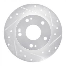 R1 Concepts 16-26 Civic Rear Passenger Drilled and Slotted Silver Brake Rotor