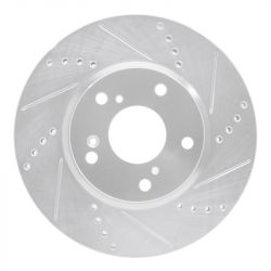 R1 Concepts 16-26 Civic Front Passenger Drilled and Slotted Silver Brake Rotor