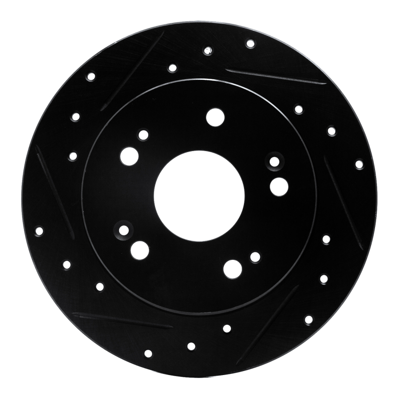 R1 Concepts 06-15 Civic Si/13-15 ILX Rear Driver Drilled and Slotted Black Brake Rotor