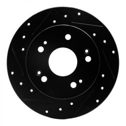 R1 Concepts 06-15 Civic Si/13-15 ILX Rear Driver Drilled and Slotted Black Brake Rotor