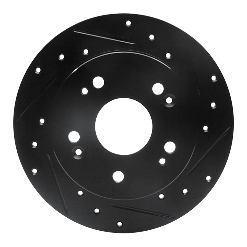 R1 Concepts 06-15 Civic Si/13-15 ILX Rear Passenger Drilled and Slotted Black Brake Rotor
