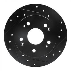 R1 Concepts 06-15 Civic Si/13-15 ILX Rear Passenger Drilled and Slotted Black Brake Rotor
