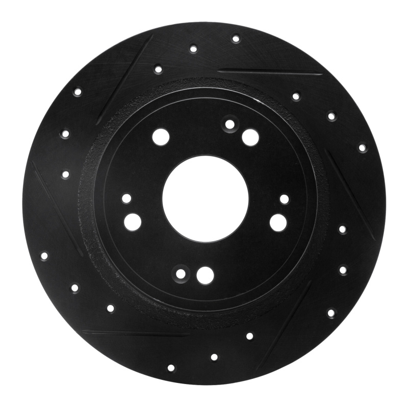 R1 Concepts 08-17 Accord/09-14 TSX Rear Driver Drilled and Slotted Black Brake Rotor