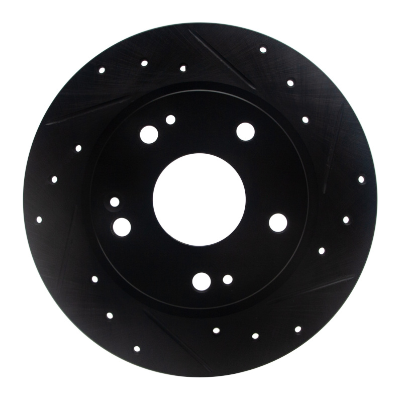 R1 Concepts 16-26 Civic Rear Passenger Drilled and Slotted Black Brake Rotor